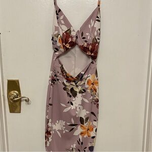 Fashion Nova Floral Midi Dress - Mauve and Multicolor